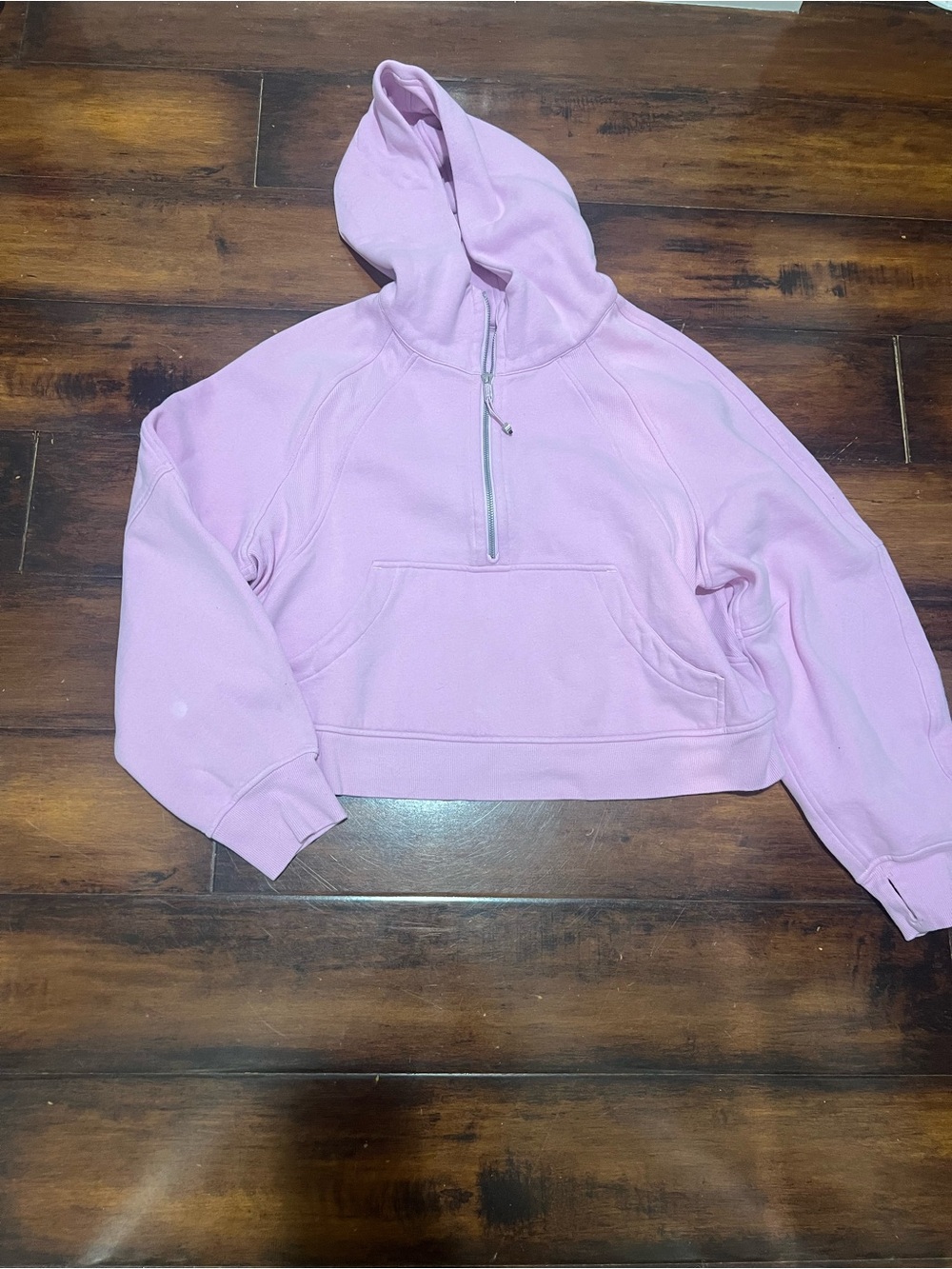 Lululemon Cropped Light Pink Half-Zip Hoodie Sweatshirt